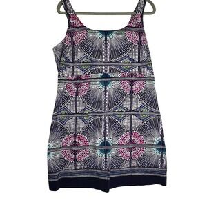 Tommy‎ Bahama XL Sleeveless Dress Pink Blue White Geometric Print
